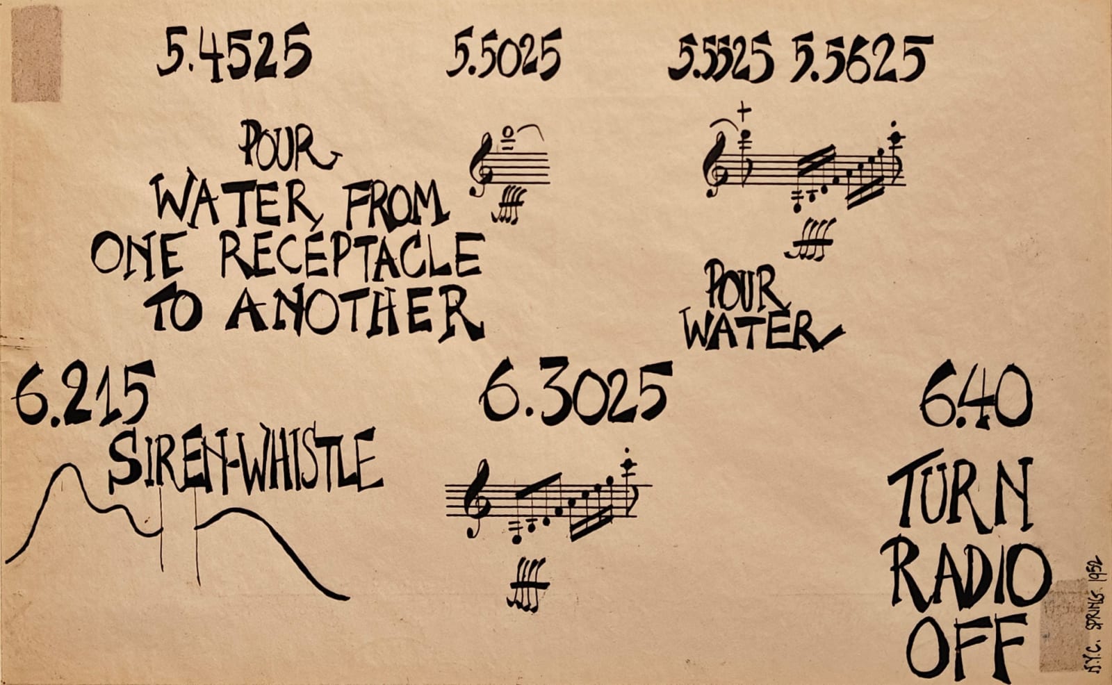 John Cage, Water Music Manuscript, 1952