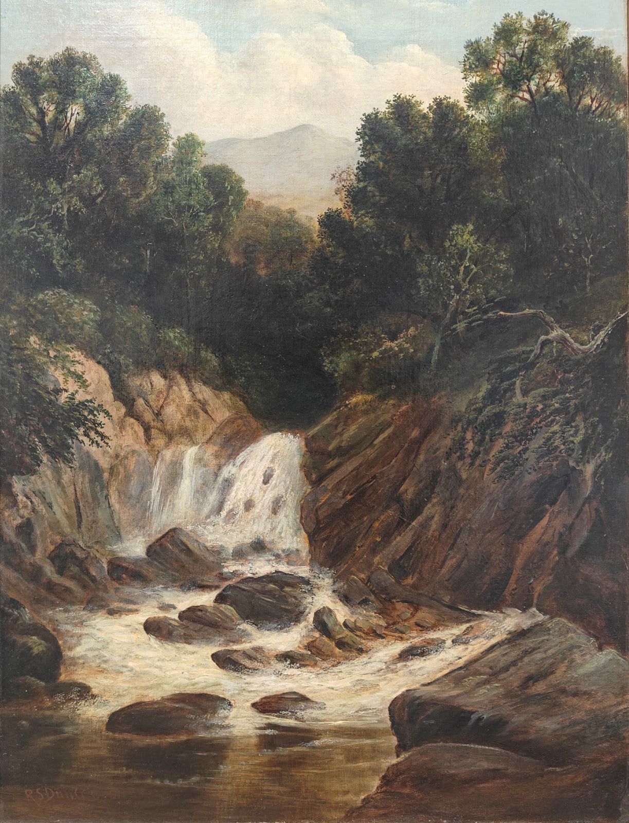 Robert Duncanson, Waterfall with Rock Lion Formation, circa 1865