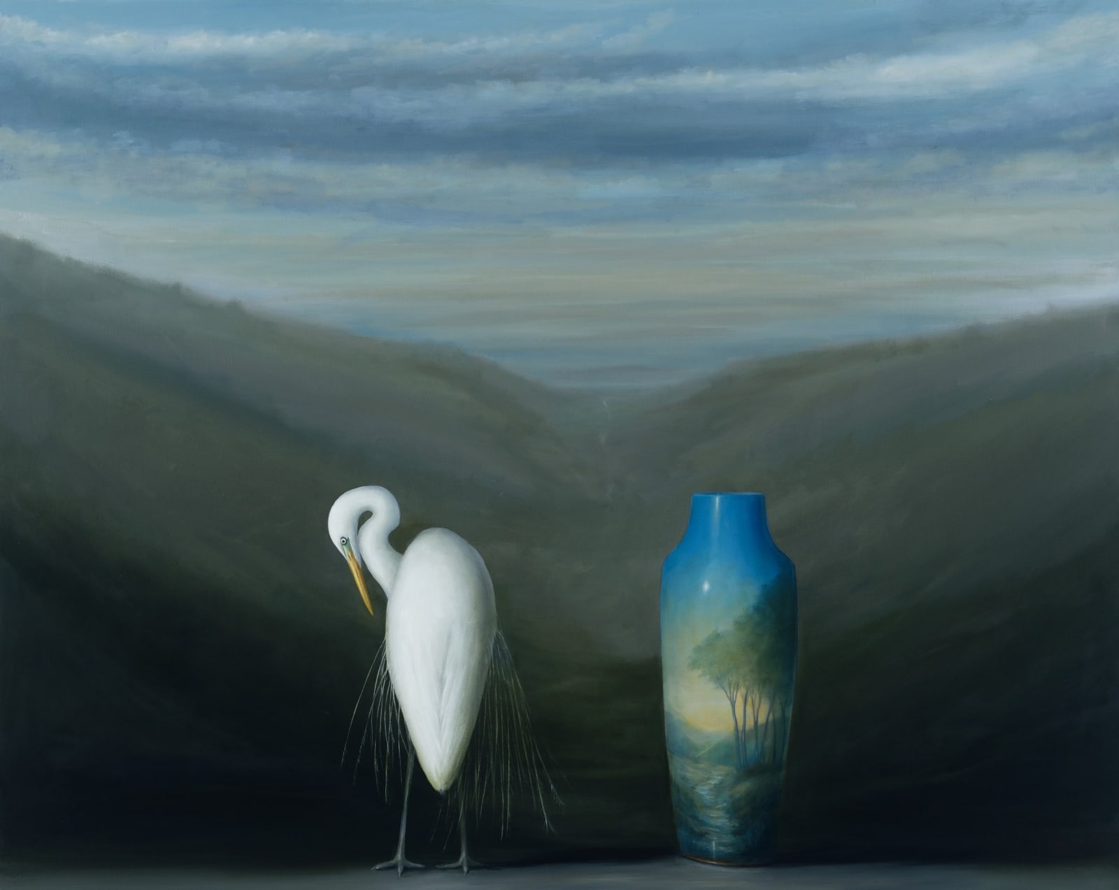 David Kroll, Landscape Egret and Vase, 2025
