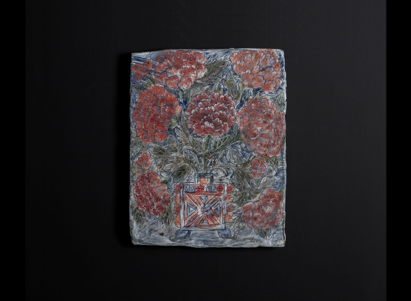 Lee Geum-young, Ceramic Minwha-Peonies with a perfume bottle, 2020