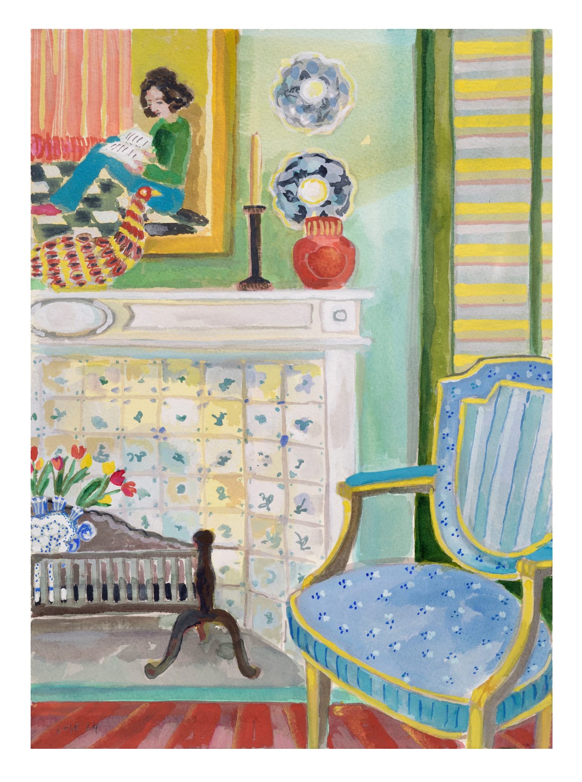 Lottie Cole, Interior with Young Girl Reading II, 2024