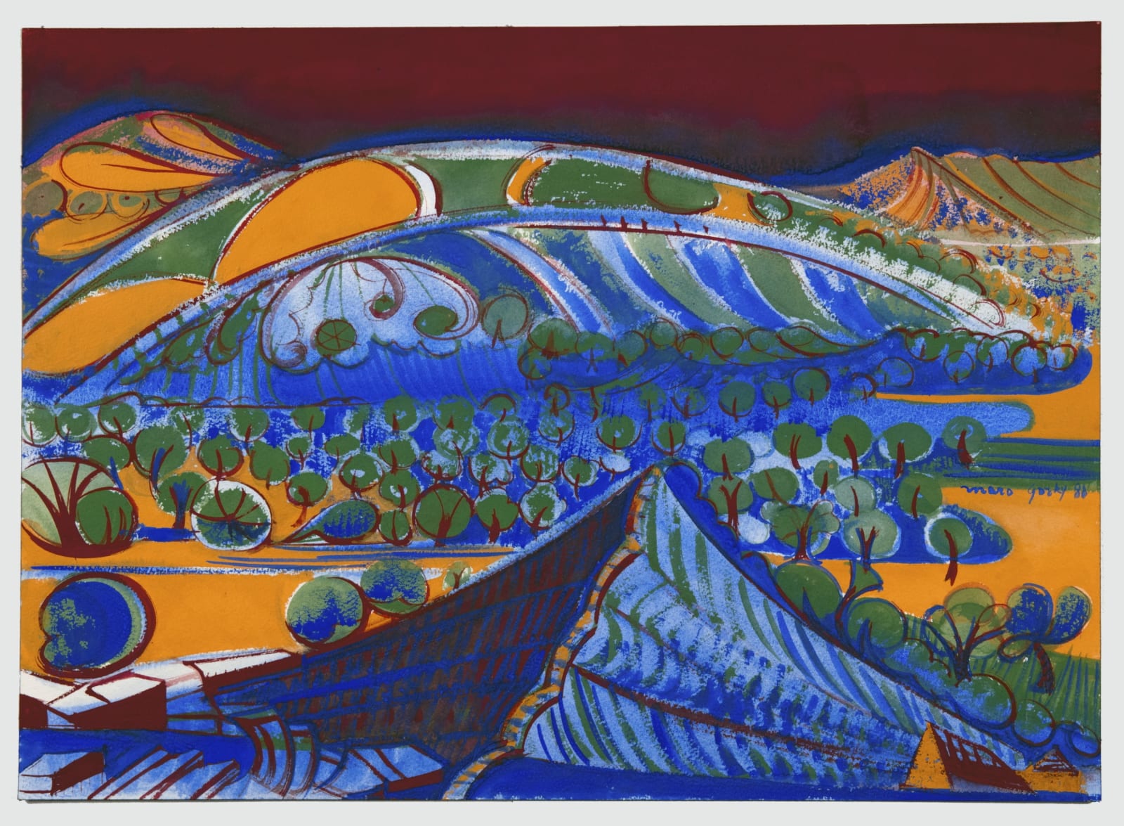 Maro Gorky, Olives and Stone Walls, 1988