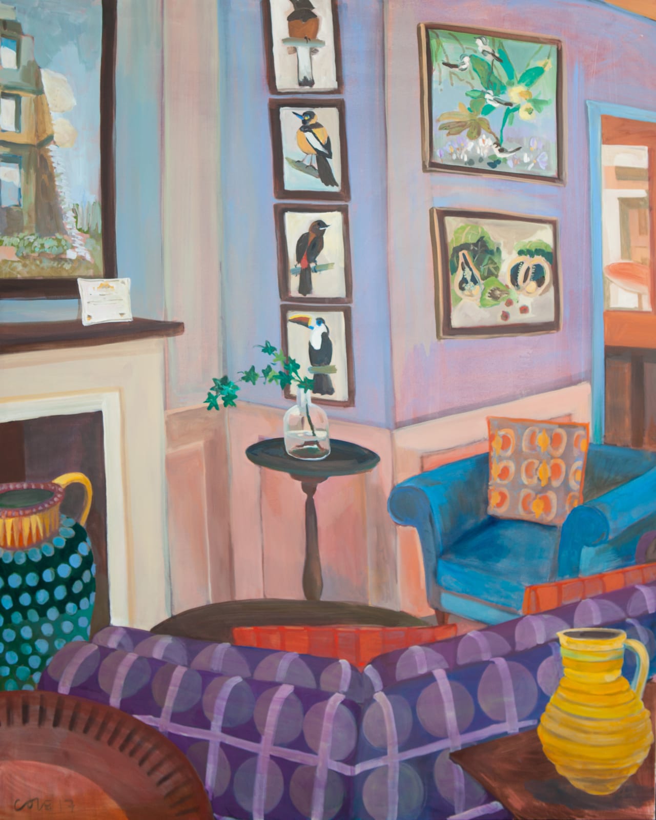 Lottie Cole, Interior with John Armstrong, Simon Bussy and Cedric Morris, 2017