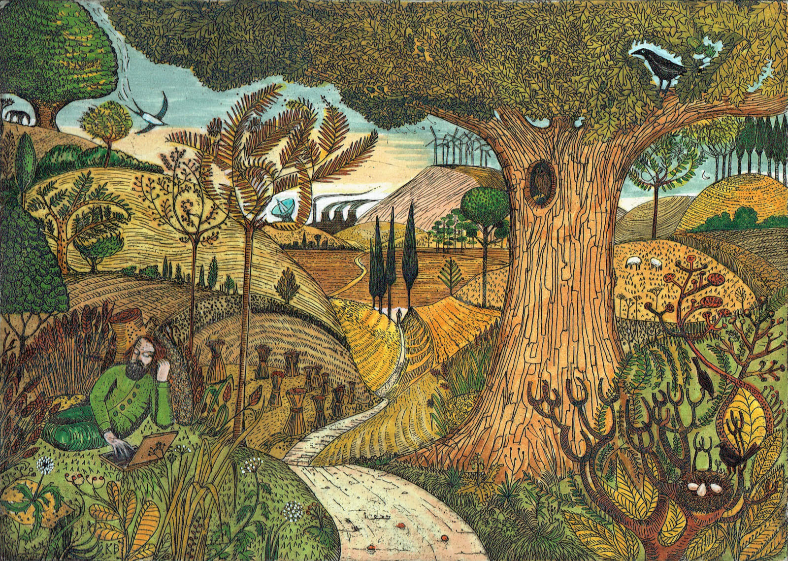 Kit Boyd, Man on a Laptop- After Samuel Palmer, 2023