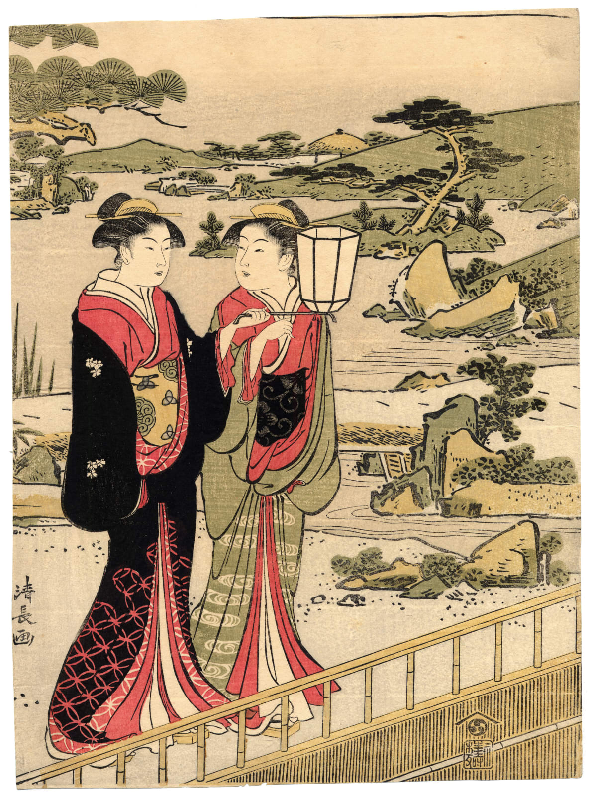 Torii Kiyonaga, Two Women in a Garden, ca. 1789