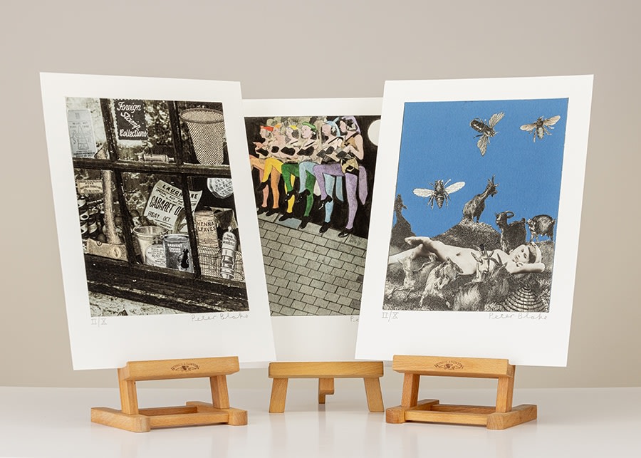 Peter Blake, Peter Blake, Under Milk Wood fine leather binding with 3 signed original prints: The Afternoon Buzzes, Hoofing Bloomered in the Moon & Mrs Organ Morgan's General Shop, 2013