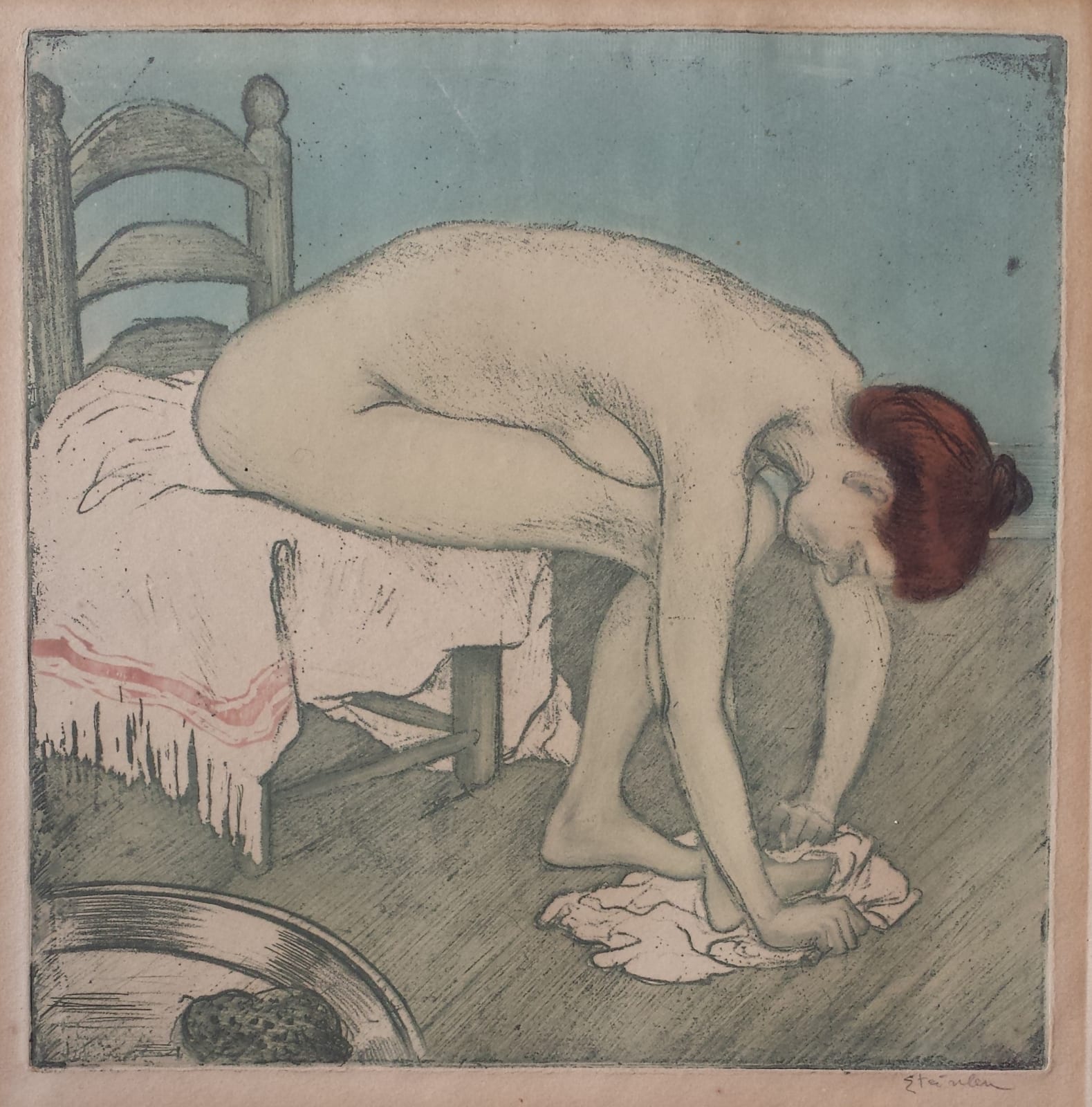 Th ophile Alexandre Steinlen Femme nue assise s essuyant les
