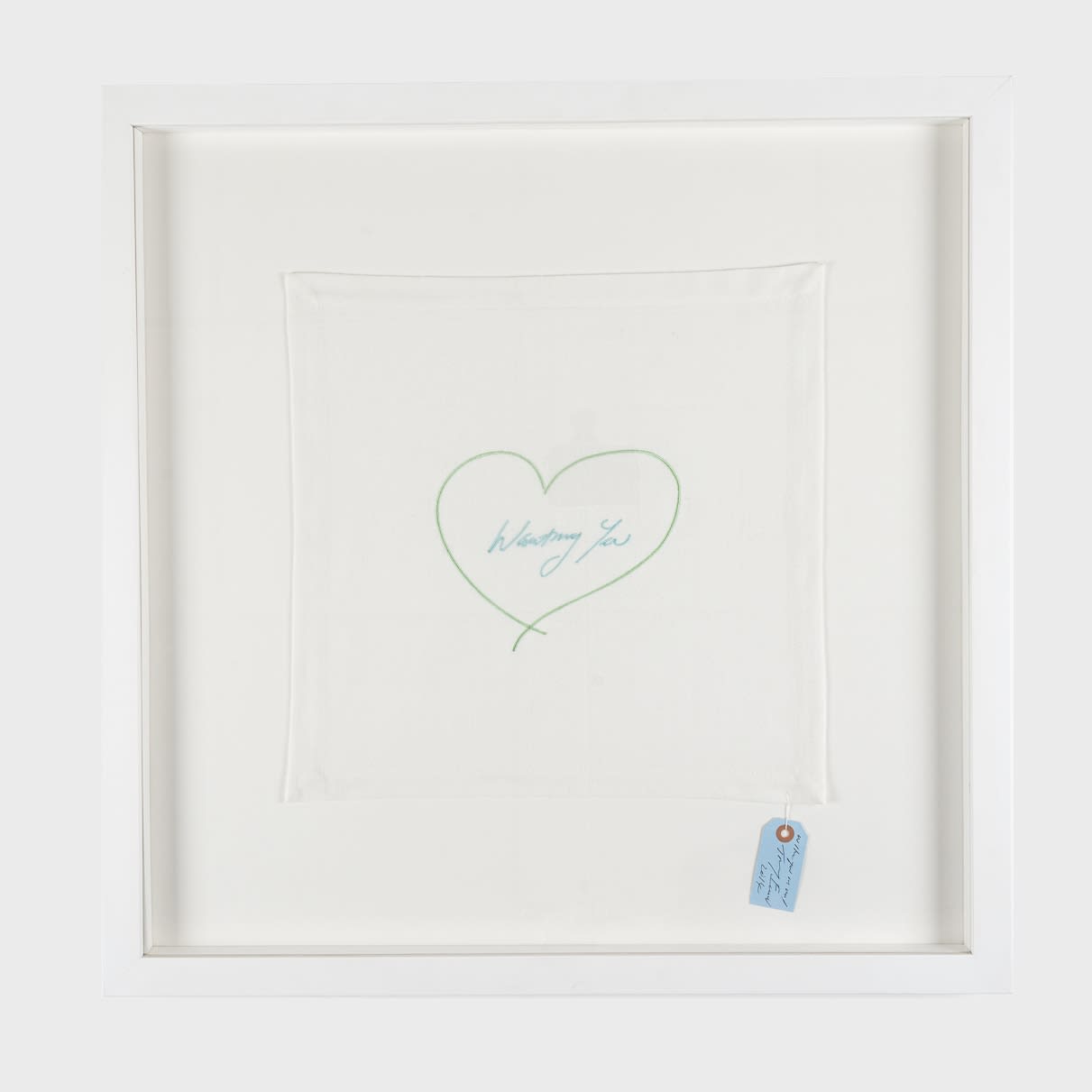 Tracey Emin, Wanting You, Napkin (Green and Blue), 2014