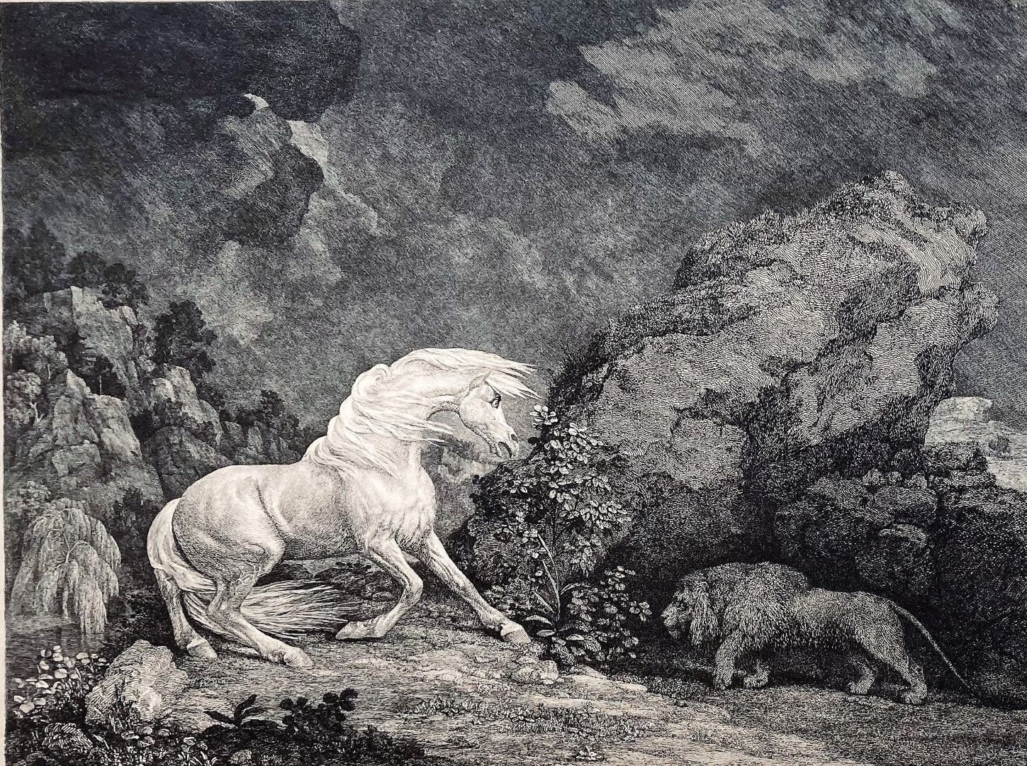 George Stubbs, A.R.A., A Horse Affrighted by a Lion, 1788