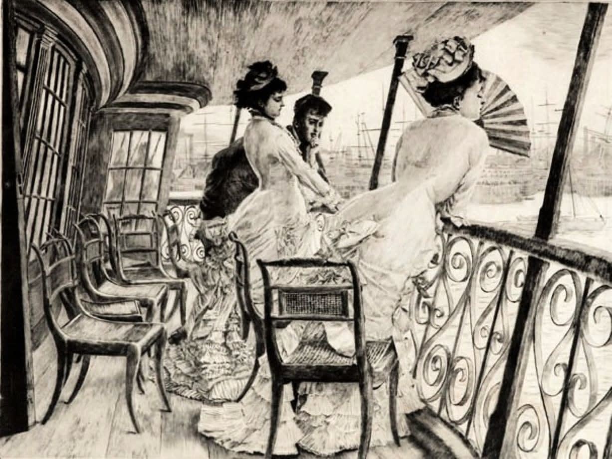 James Tissot, La Galerie du 'Calcutta' (Souvenir d'un Bal a Bord), 1898