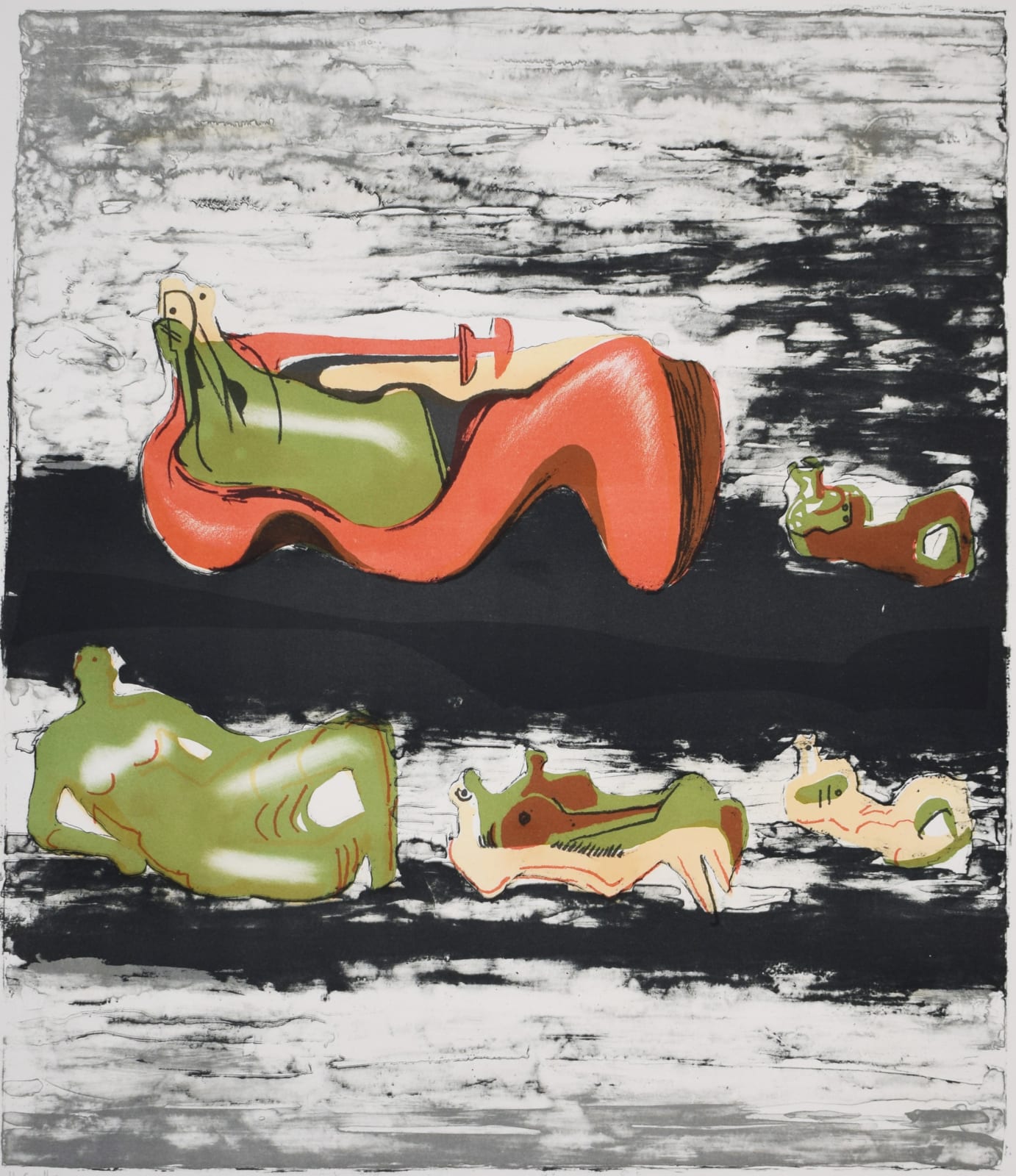 HENRY MOORE, Group of Reclining Figures, from: Reclining Figures, 1973