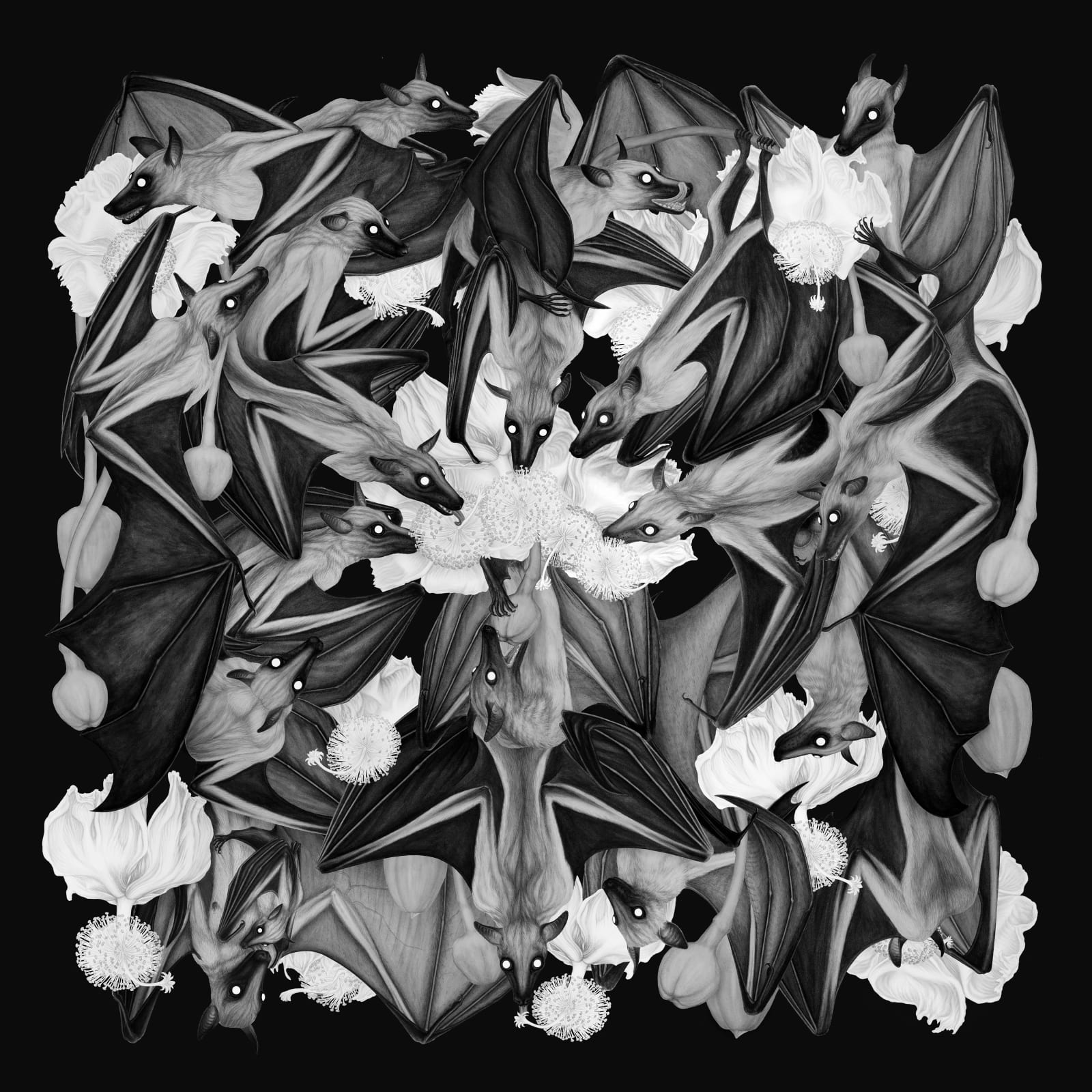 Arlette Ess, Bats (black and white small), 2024