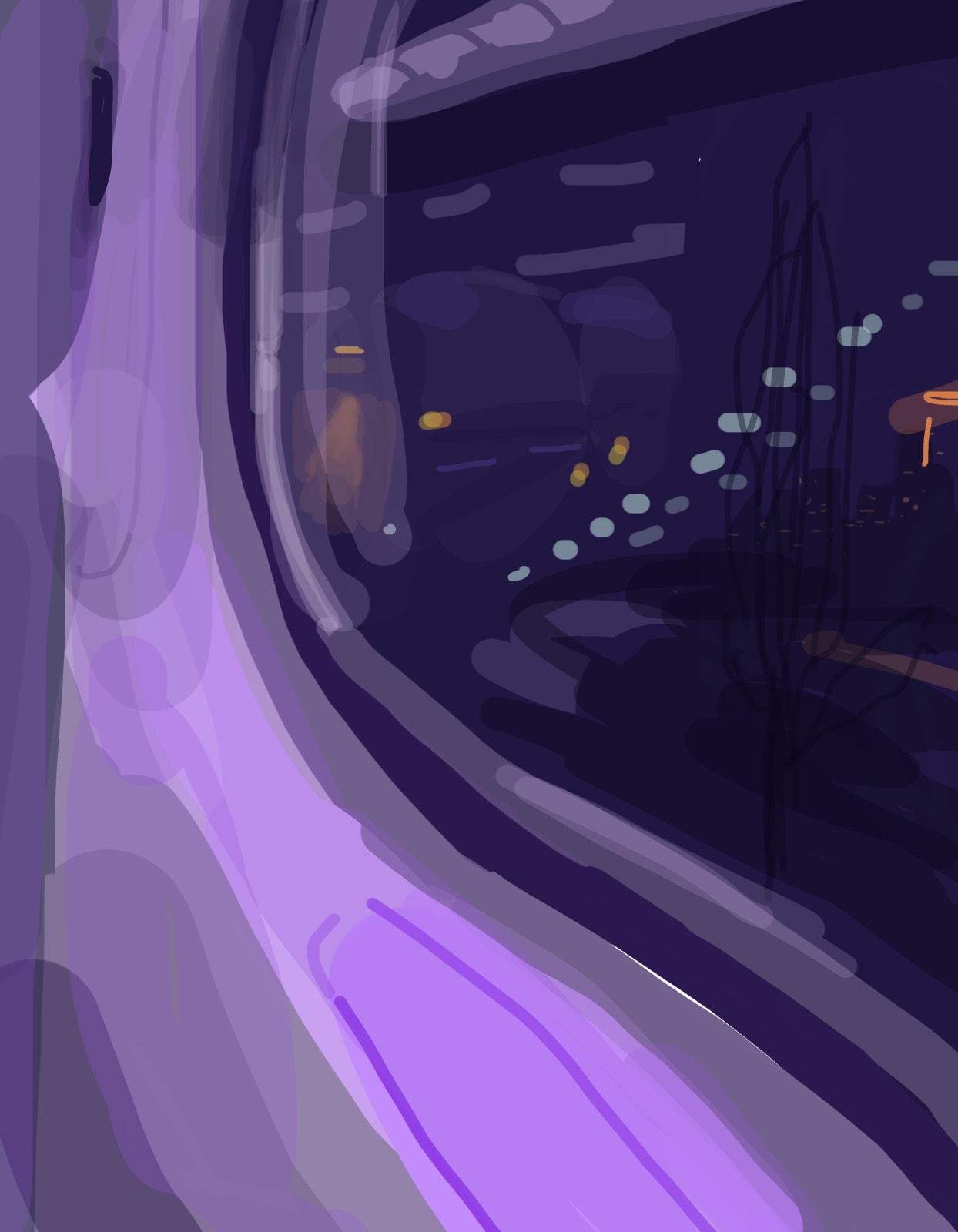 Hilary Doyle, Train Window View, Purple Split, 2022