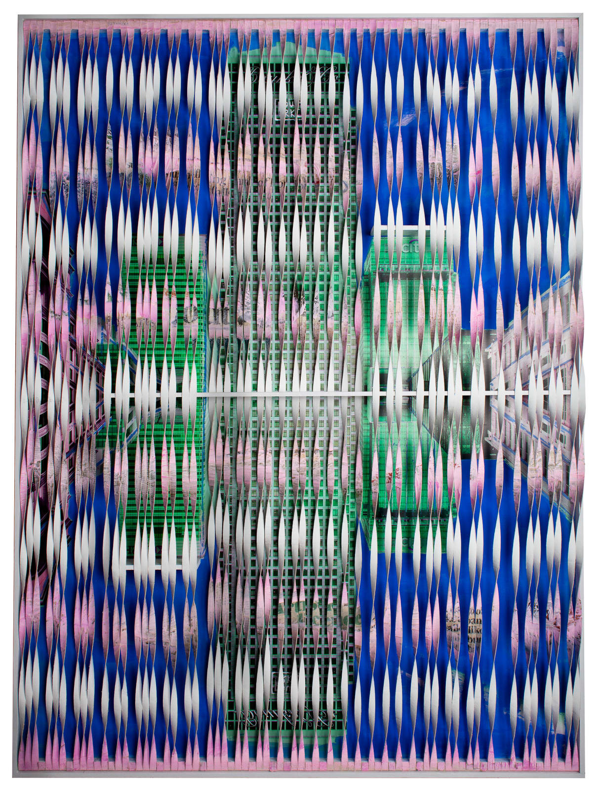 Piers Bourke, Canary Wharf - Pink Green Blue, 2025