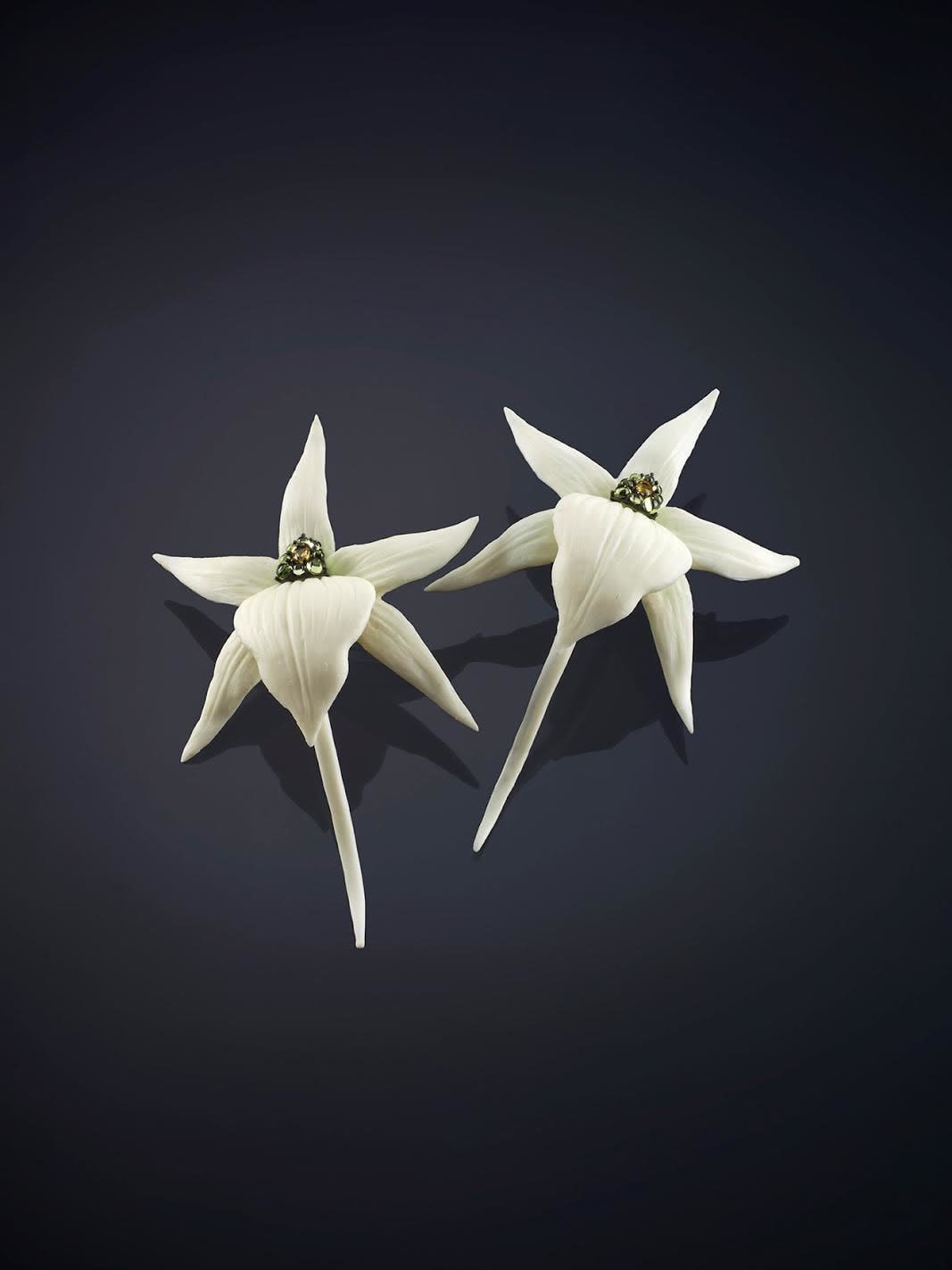 Luz Camino, Christmas Orchid Earrings (white)