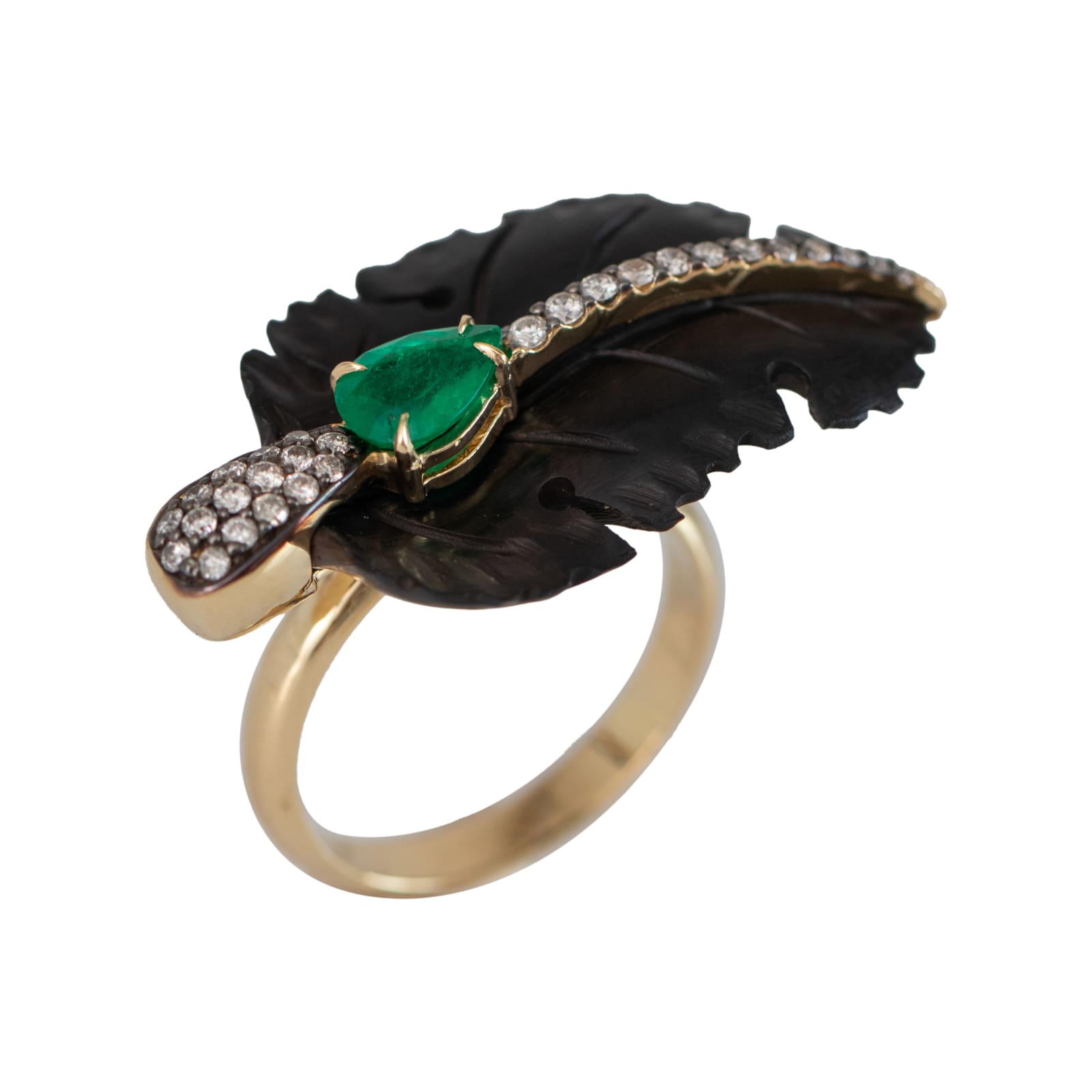 Silvia Furmanovich Black Carved Wood Ring 2024 Louisa Guinness Gallery
