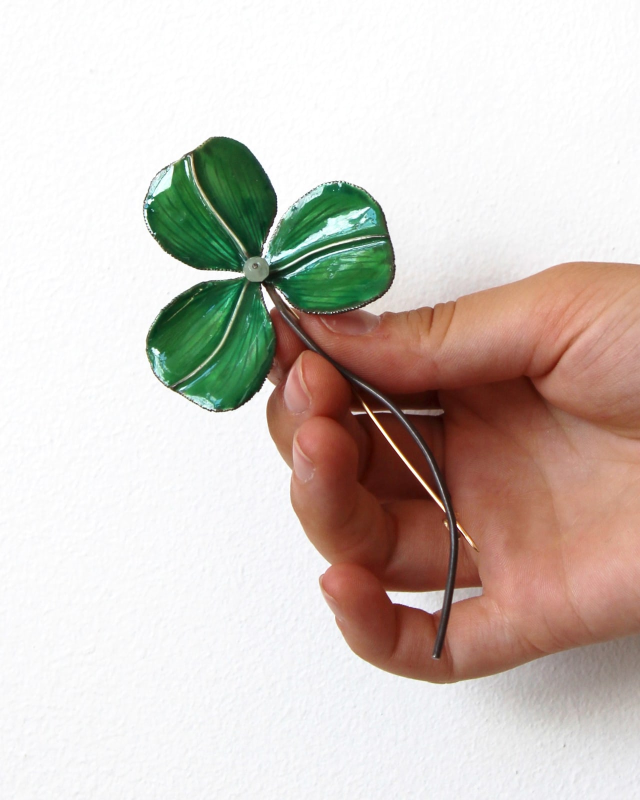 Luz Camino, Big Green Clover Brooch