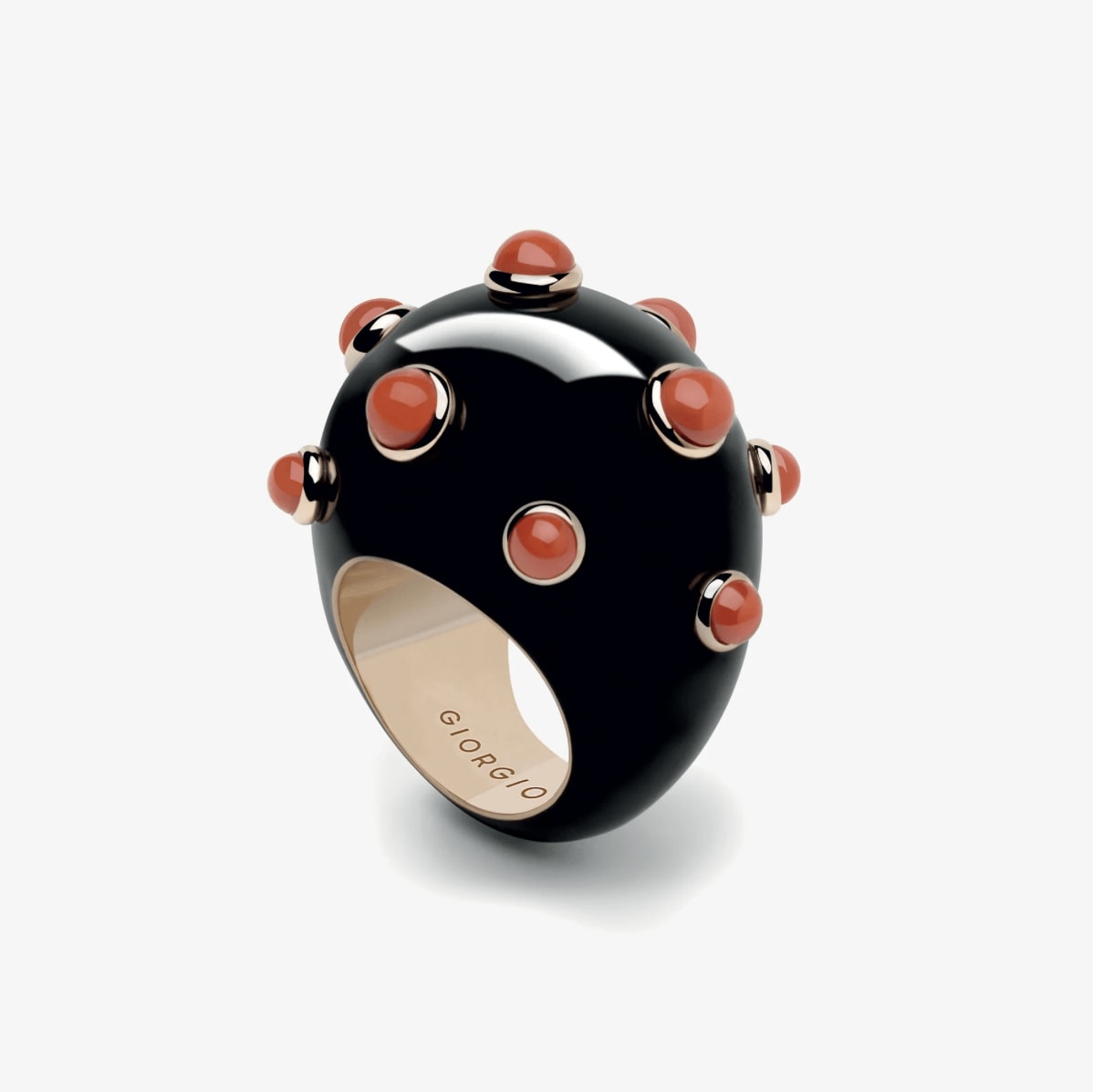 Giorgio B, Goccia Ring Black & Coral
