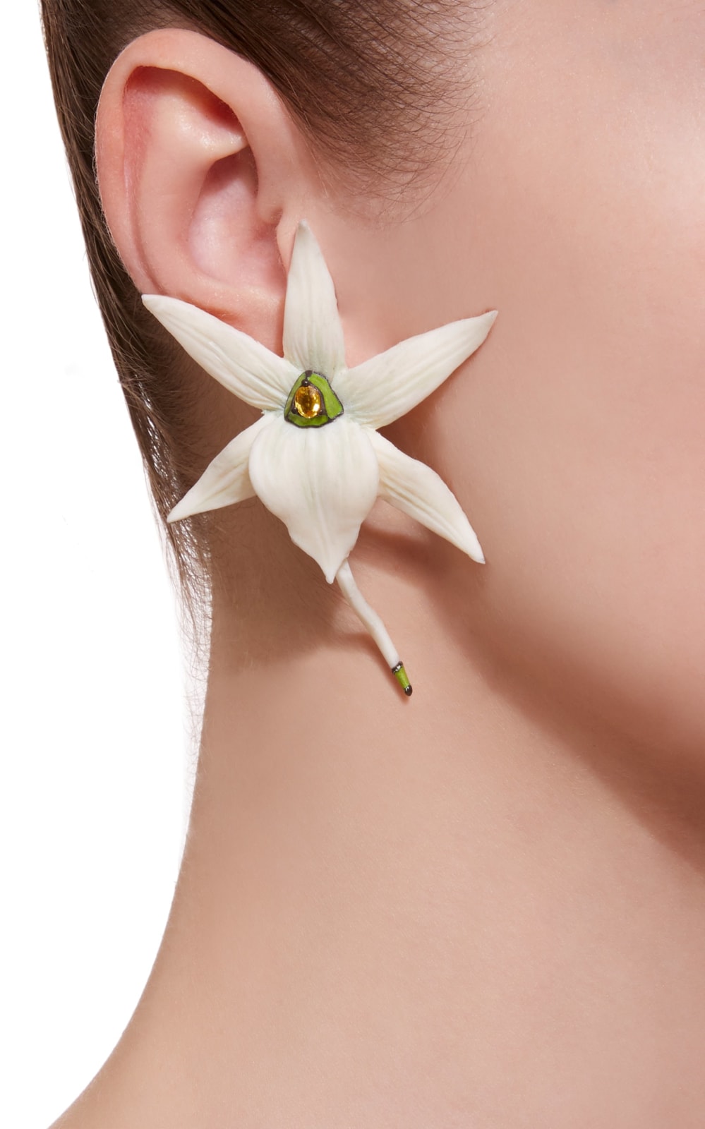 Luz Camino, Christmas Orchid Earrings (white)