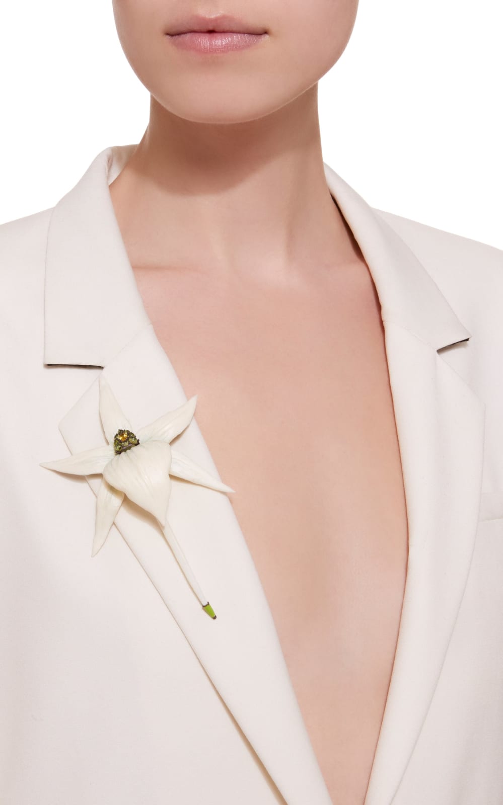 Luz Camino, Christmas Orchid brooch (white)