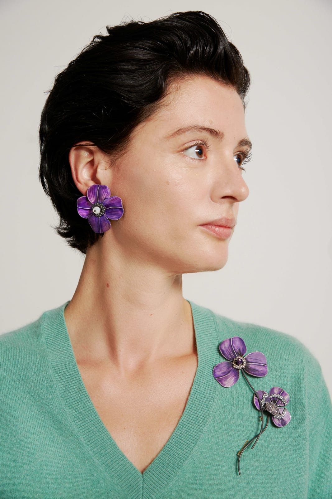 Luz Camino, Purple Clover Earrings