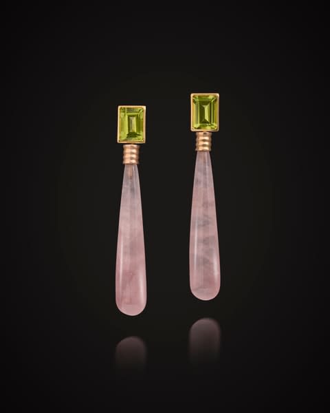 Yeena Yoon, covet peridot rose quarts earrings, 2025