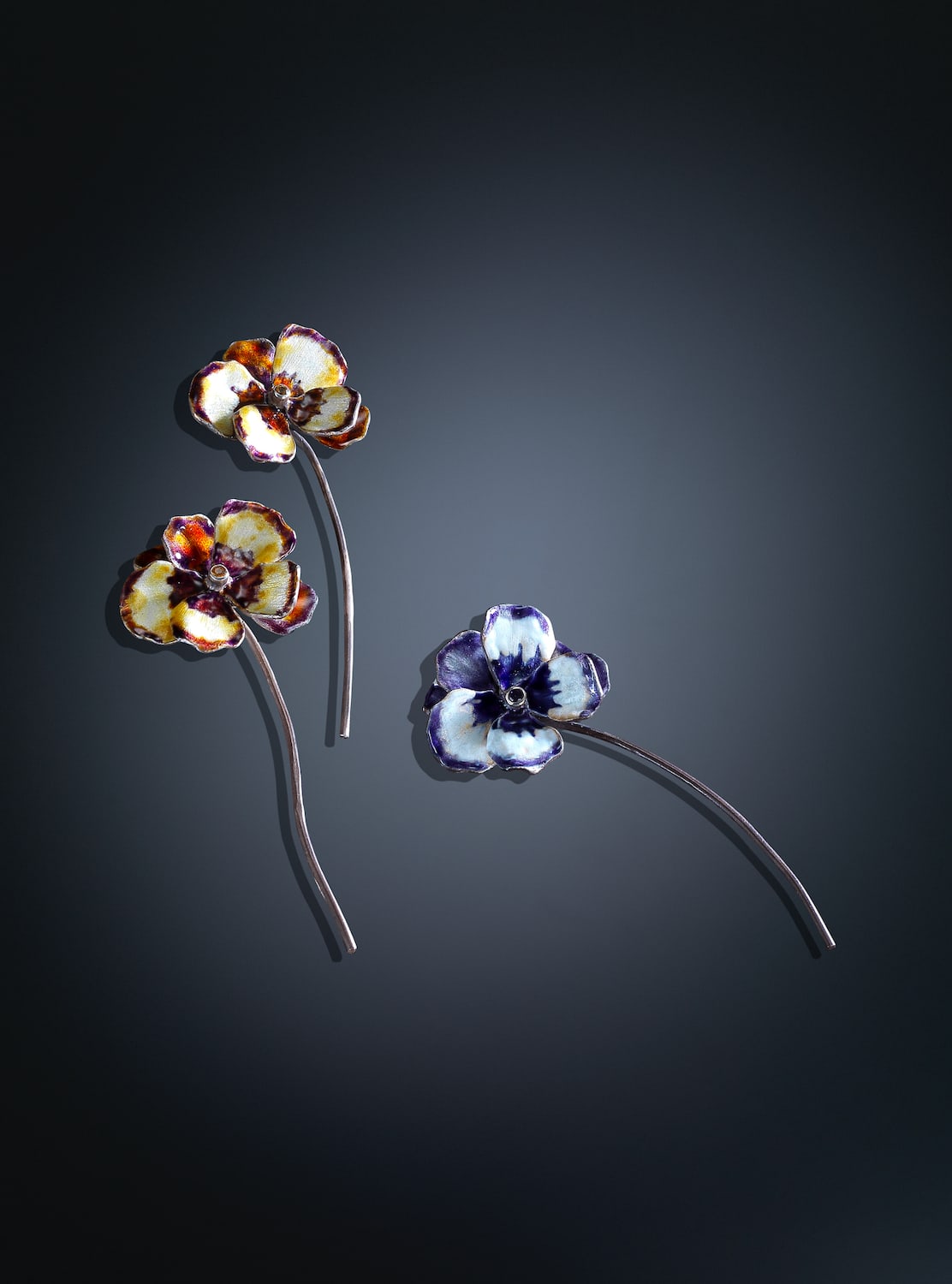 Luz Camino, Purple and White Pansy brooch
