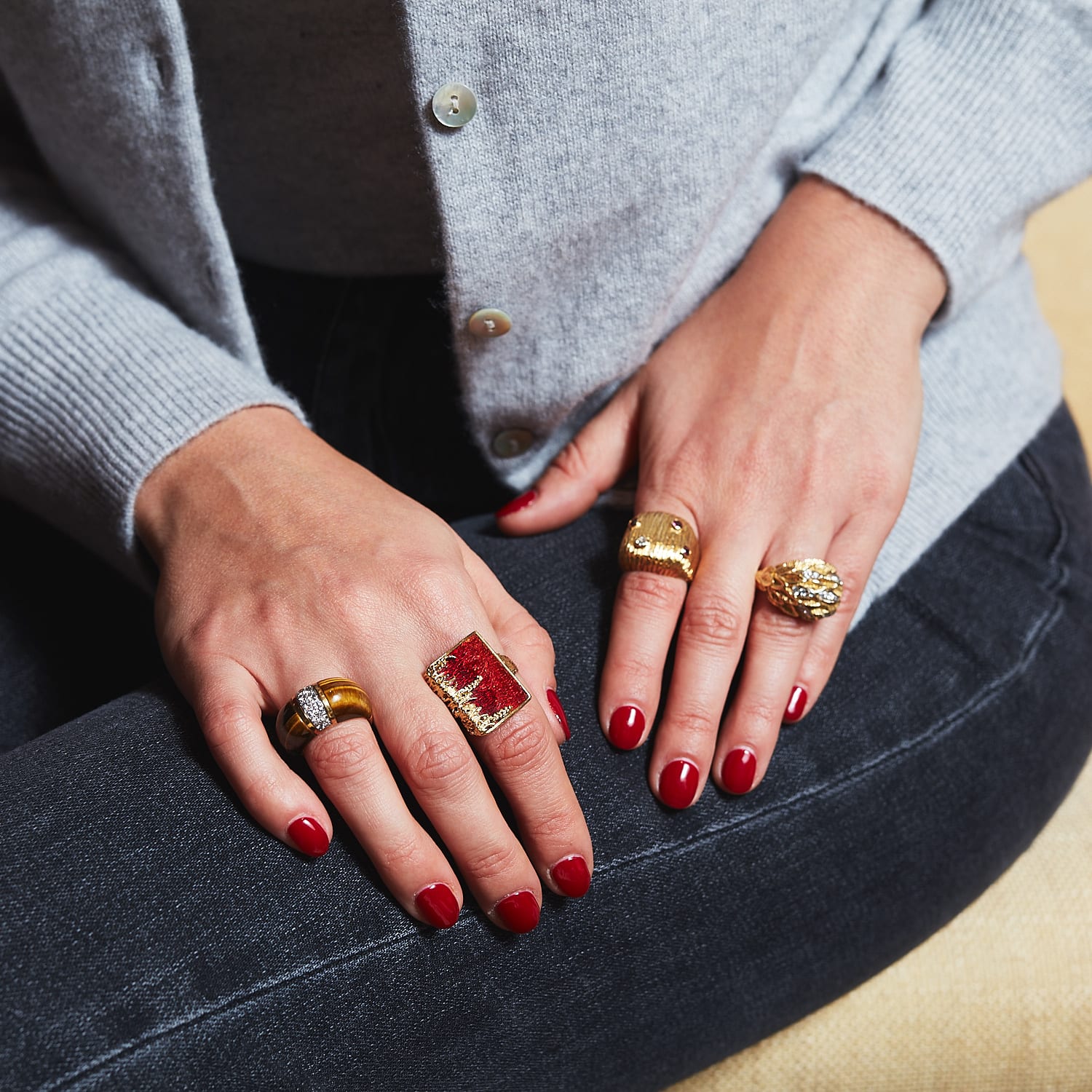 Unknown, Tiger's Eye & Diamond Ring, c. 1970