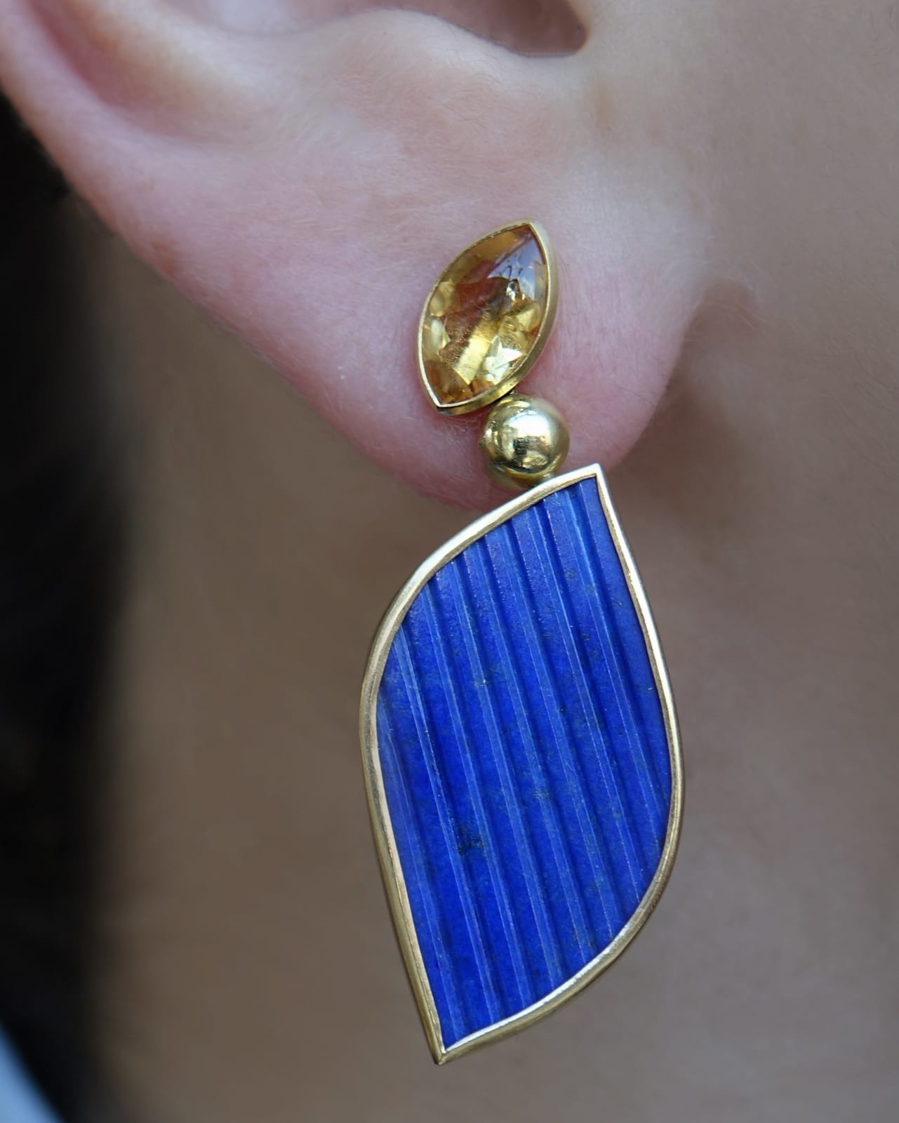 Yeena Yoon, COVET CITRINE LAPIS EARRINGS, 2025