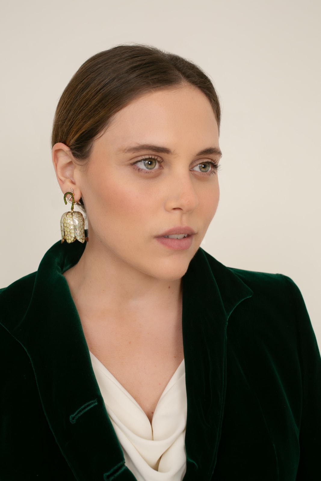 Luz Camino, White Fritillaria Earrings
