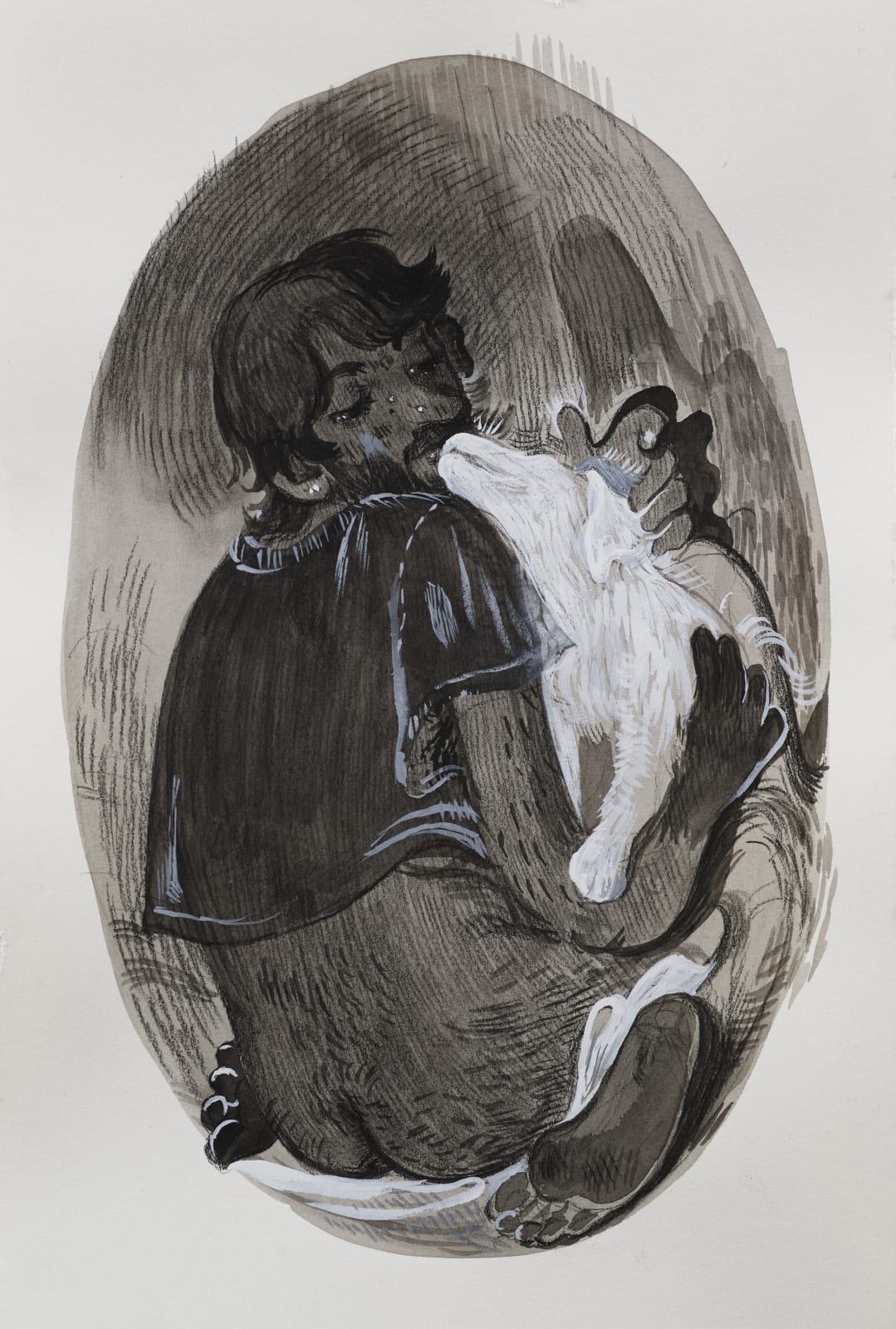 Salman Toor, Boy with Puppy, 2020