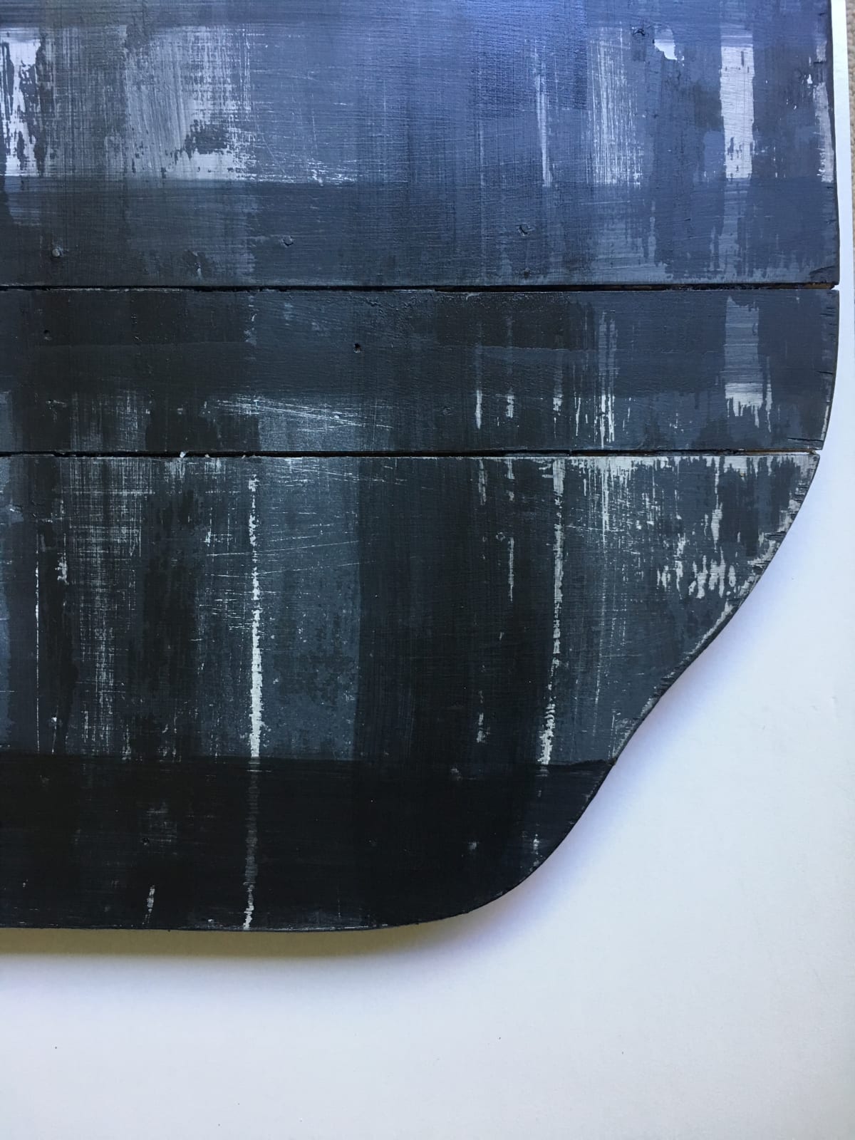 MARYANN PULS, Wood Shape with Horizontal and Vertical Lines in Dark Blue , 2019