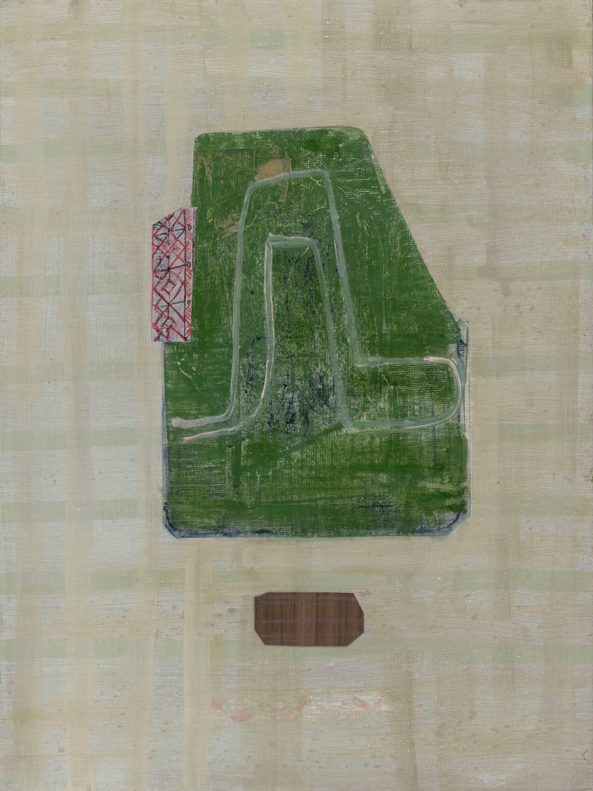 MARYANN PULS, Single Green Shape with Interior Lines, 2023