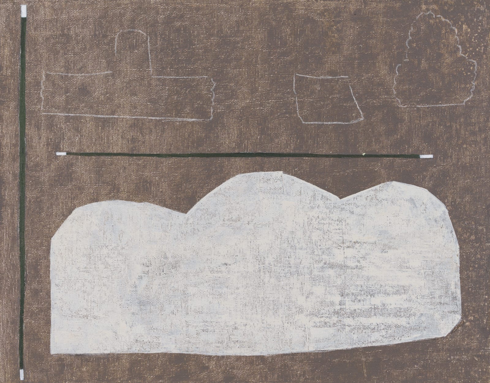 MARYANN PULS, White Shape with Outlines Above, 2022