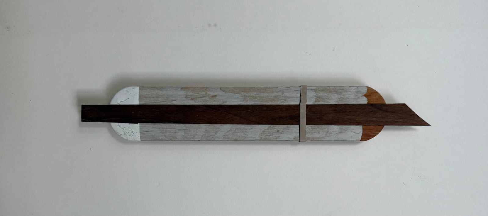 MARYANN PULS, Wood Veneer Strip with Point and Rubber Band, 2025