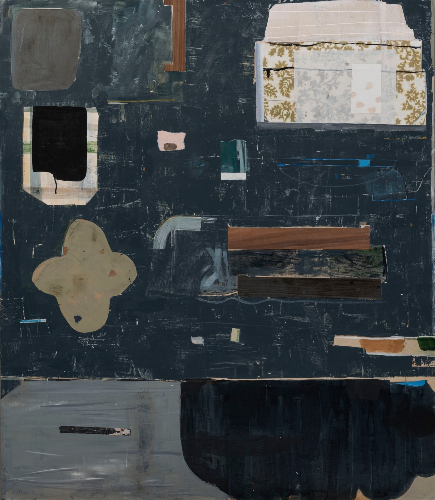 MARYANN PULS, Shapes on Dark Blue Green Background, 2023