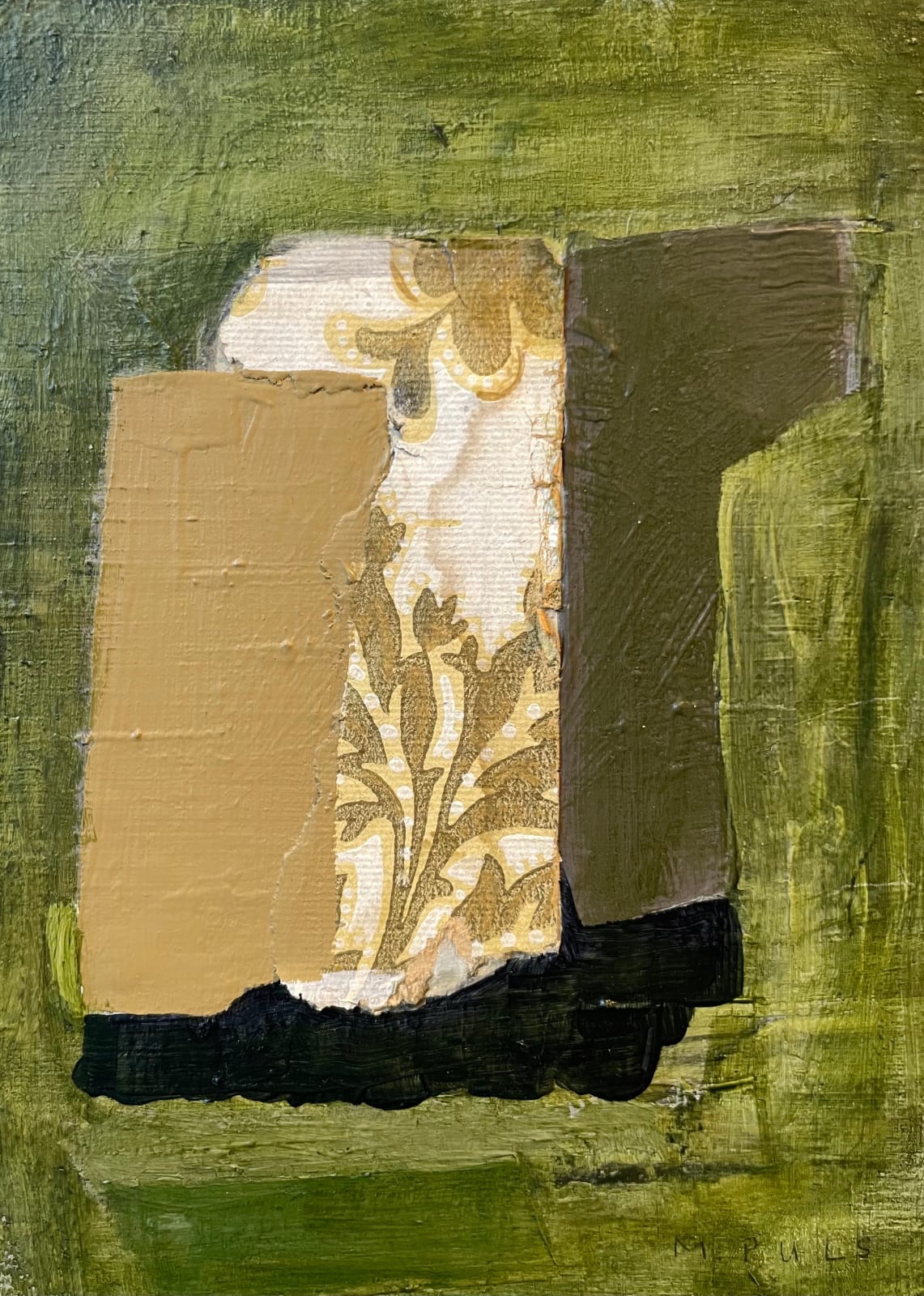 MARYANN PULS, Wallpaper, Painted Shapes on Green Backdrop, 2022