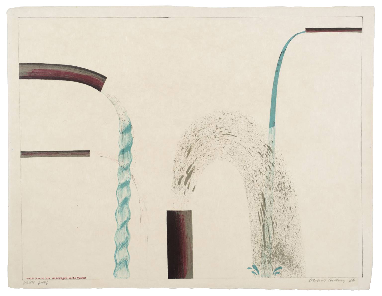 David Hockney, Water pouring into swimming pool, Santa Monica, 1964