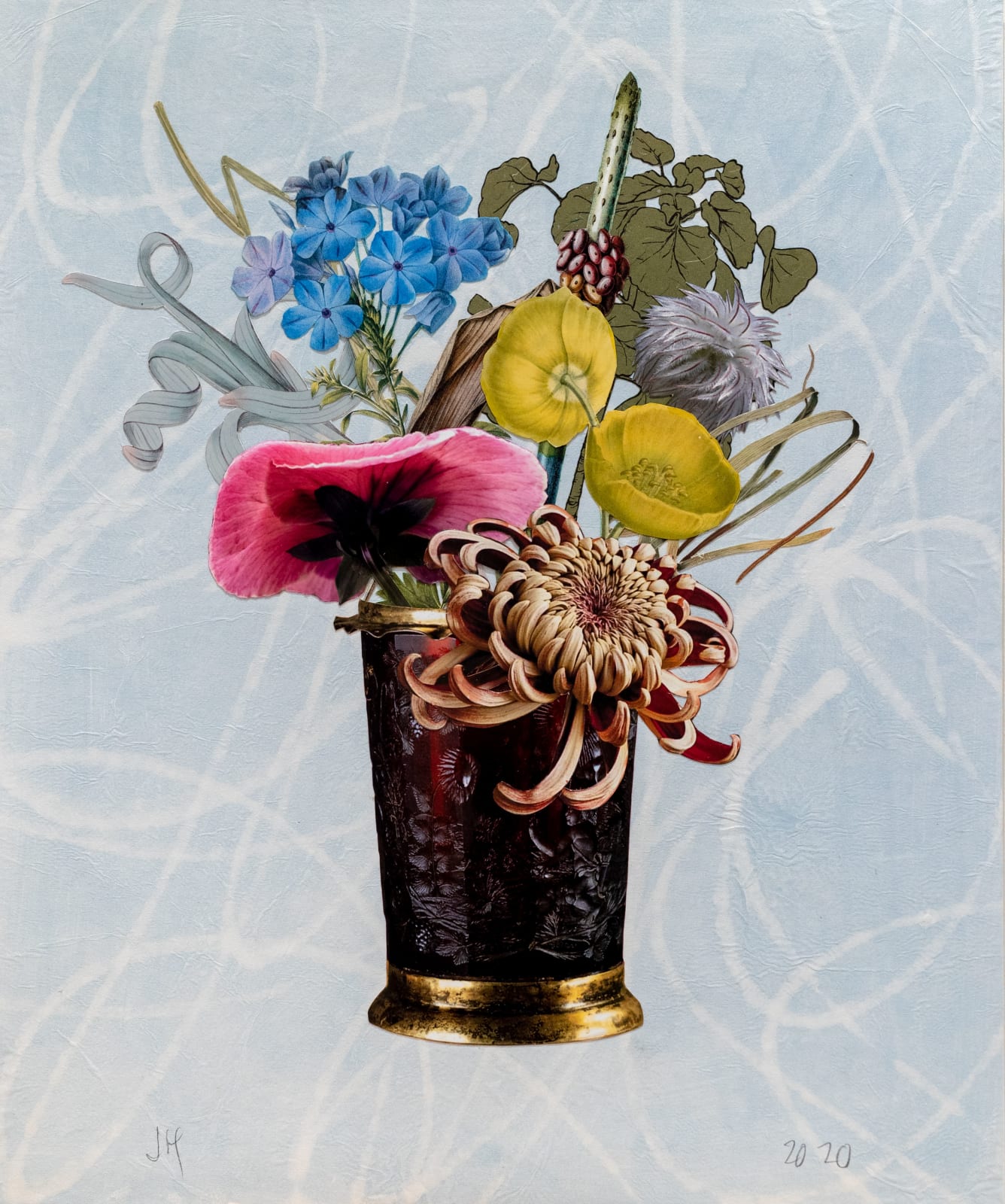 Jane Hammond, Hermitage Cup with Pansy and Pasque Flower, 2020