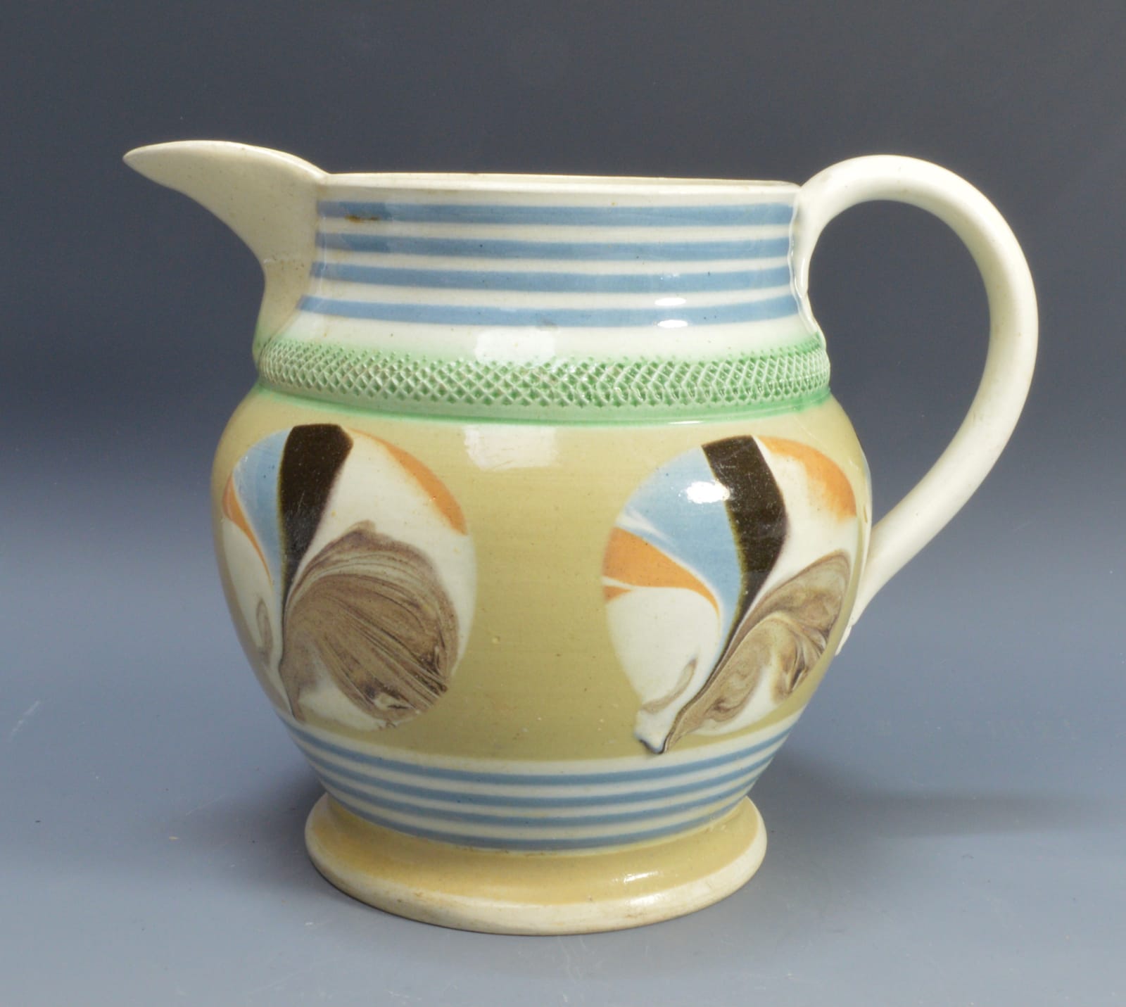 Unknown, Mochaware Jug with fan decoration, 1820
