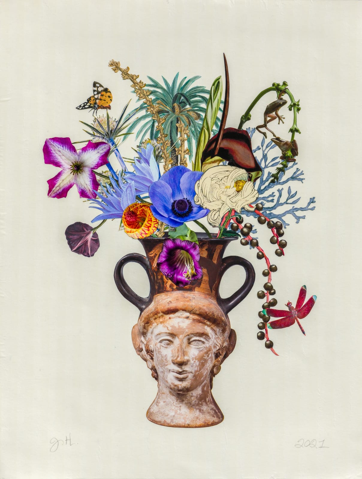 Jane Hammond, Greek Vase with Anemone, Chrysanthemum and Cup and Saucer Vine, 2021
