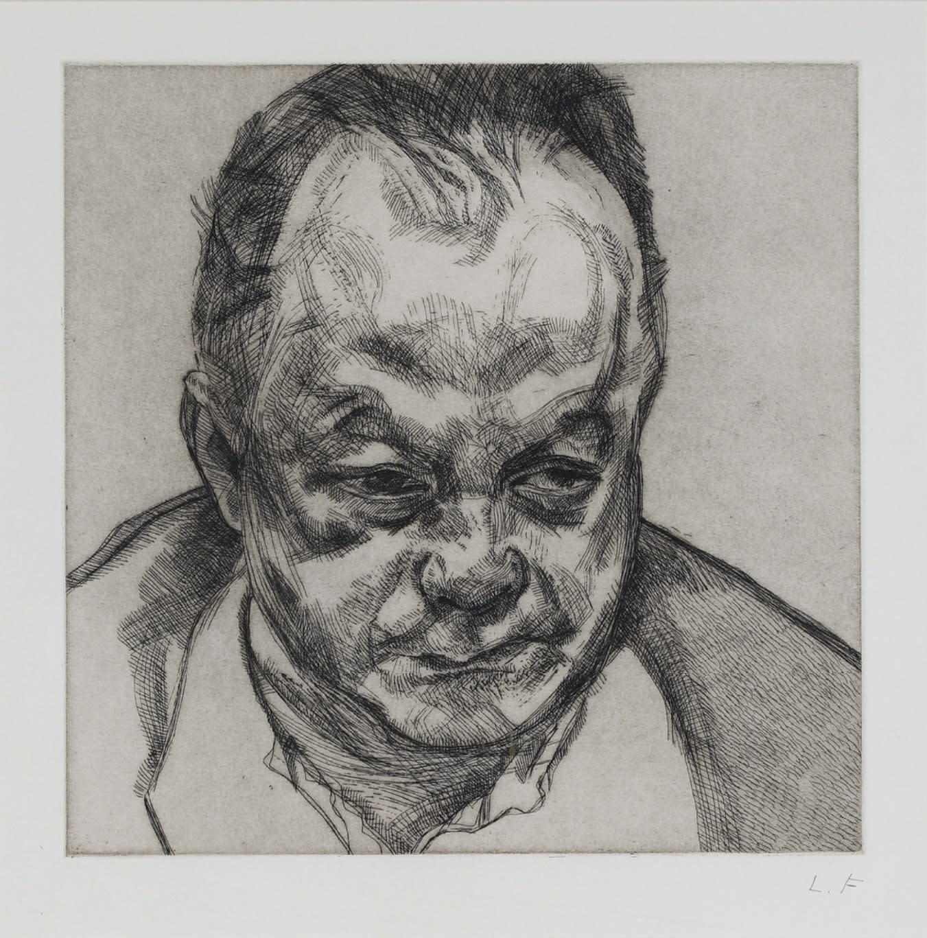 Lucian Freud, Head of Bruce Bernard, 1985