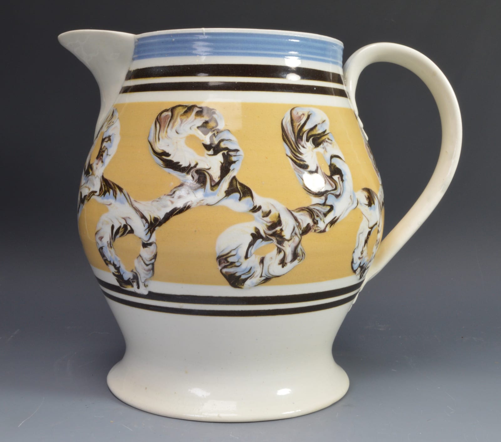 Unknown, Mochaware Jug with snail trail decoration, 1830