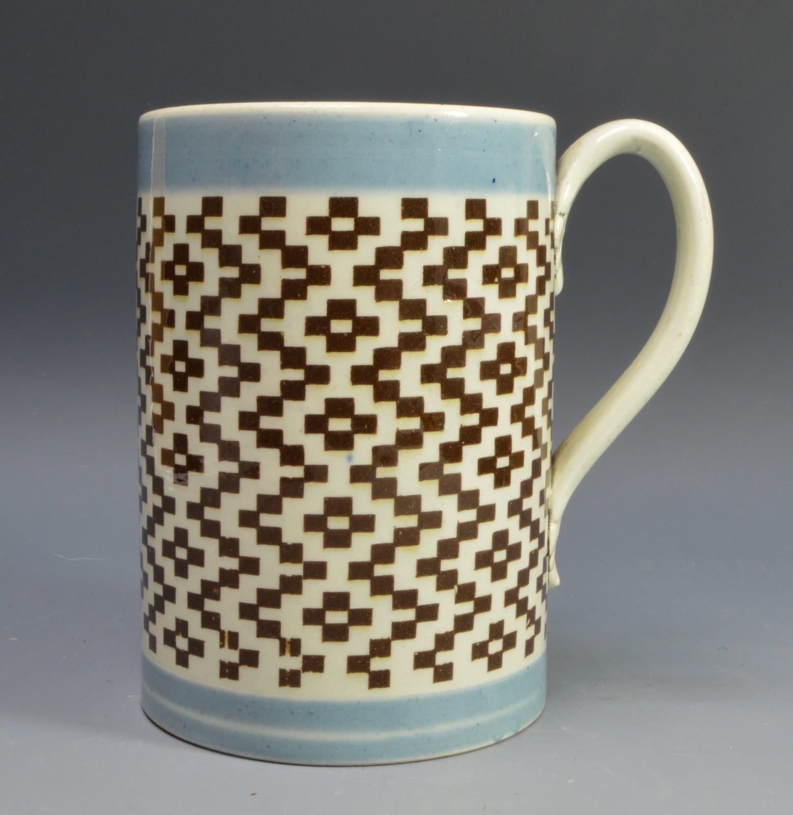 Unknown, Mochaware Mug with inlaid brown slip, 1820