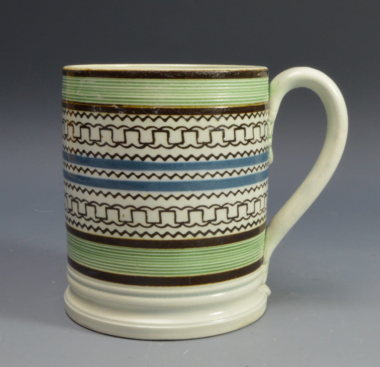 Unknown, Mochaware Mug with inlaid brown slip, 1820