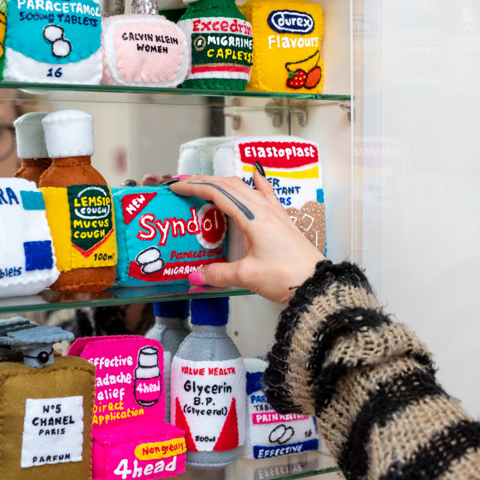 Lucy Sparrow, Bourdon Street Chemist Cabinet, 2020