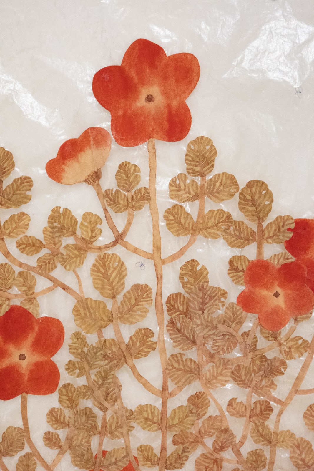 Fumi Imamura, Three red flowers, fruiting (赤い花みっつ, 結実), 2025