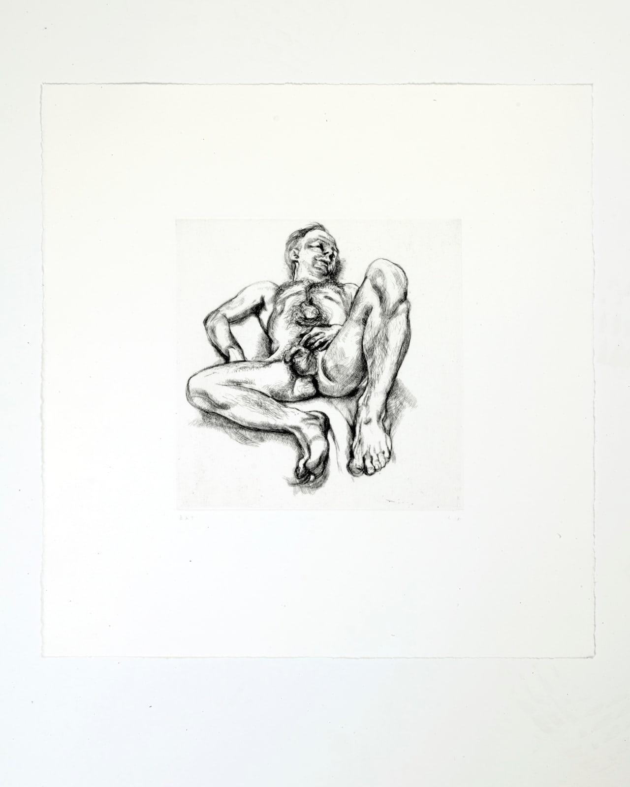 Lucian Freud, Naked Man on a Bed, 1990