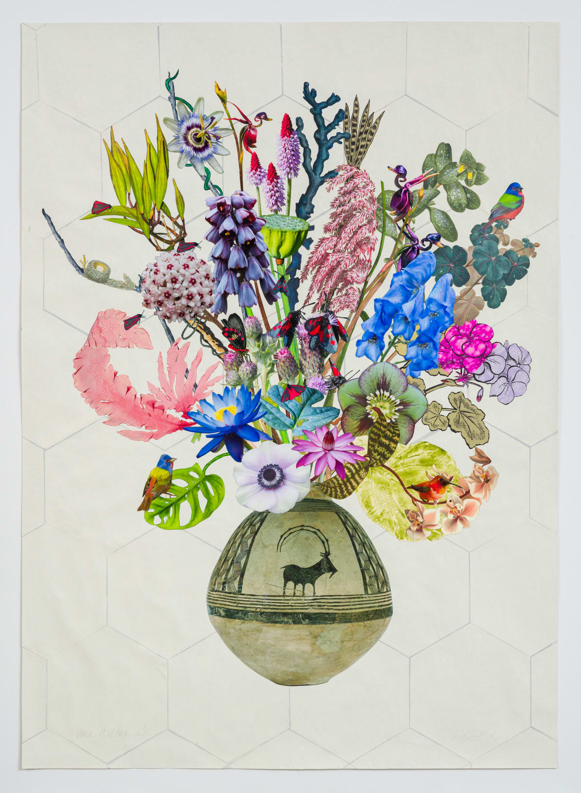 Jane Hammond, Persian Goat Vase with Lotus, Monkshood and Passion Flower, 2022