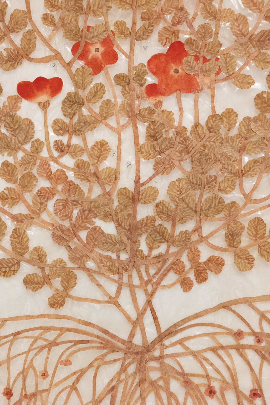 Fumi Imamura, Three red flowers, fruiting (赤い花みっつ, 結実), 2025
